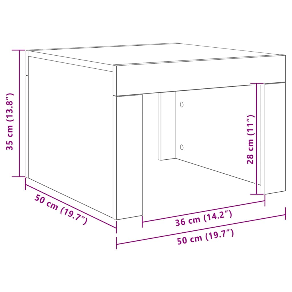 Tavolino da Salotto Grigio Cemento 50x50x35cm Legno Multistrato