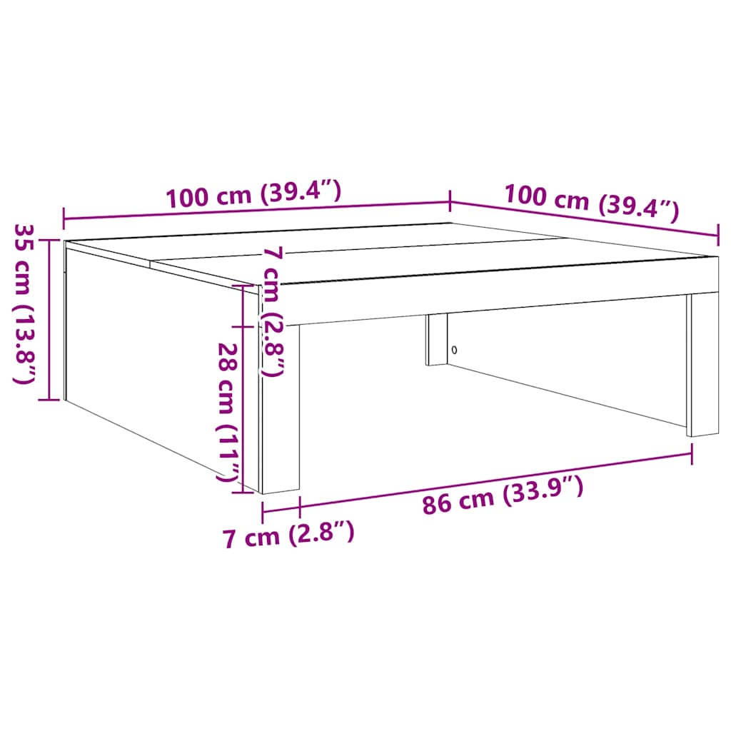 Tavolino da Salotto Bianco 100x100x35 cm in Legno Multistrato