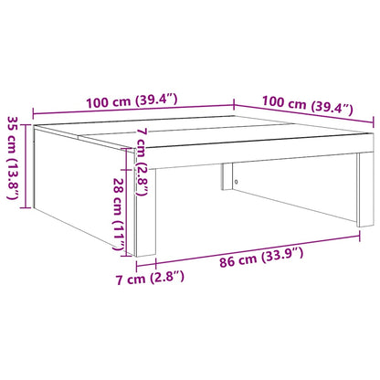 Tavolino da Salotto Bianco 100x100x35 cm in Legno Multistrato