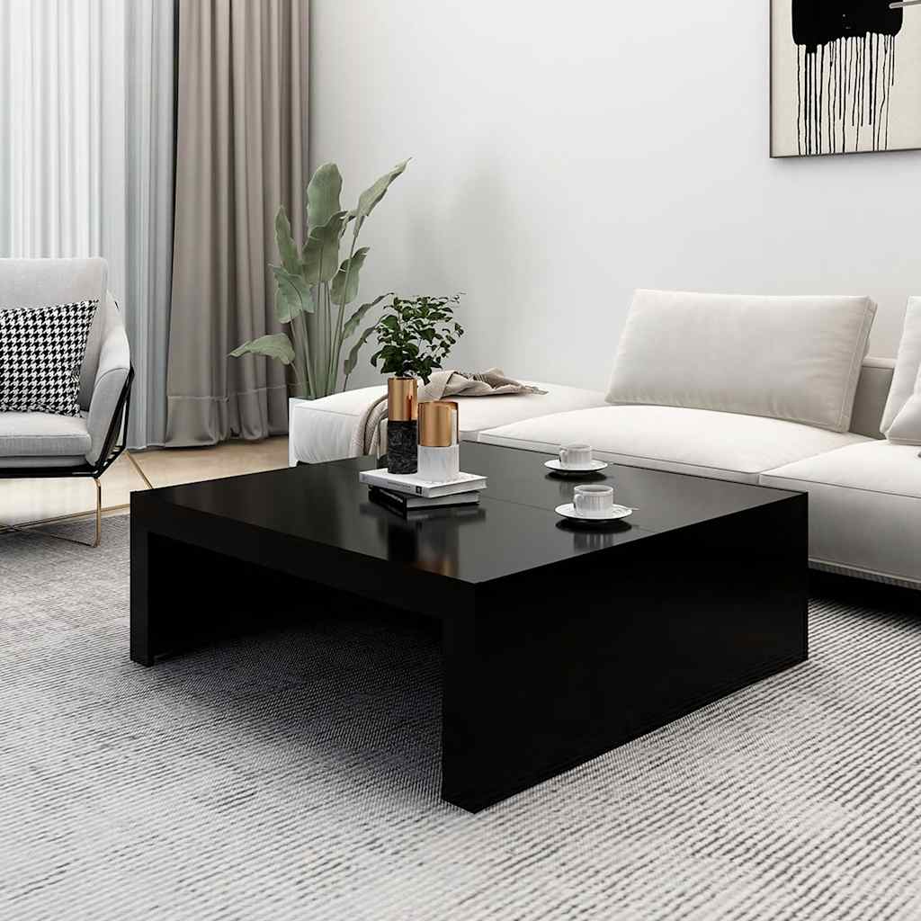 Tavolino da Salotto Nero 100x100x35 cm in Legno Multistrato
