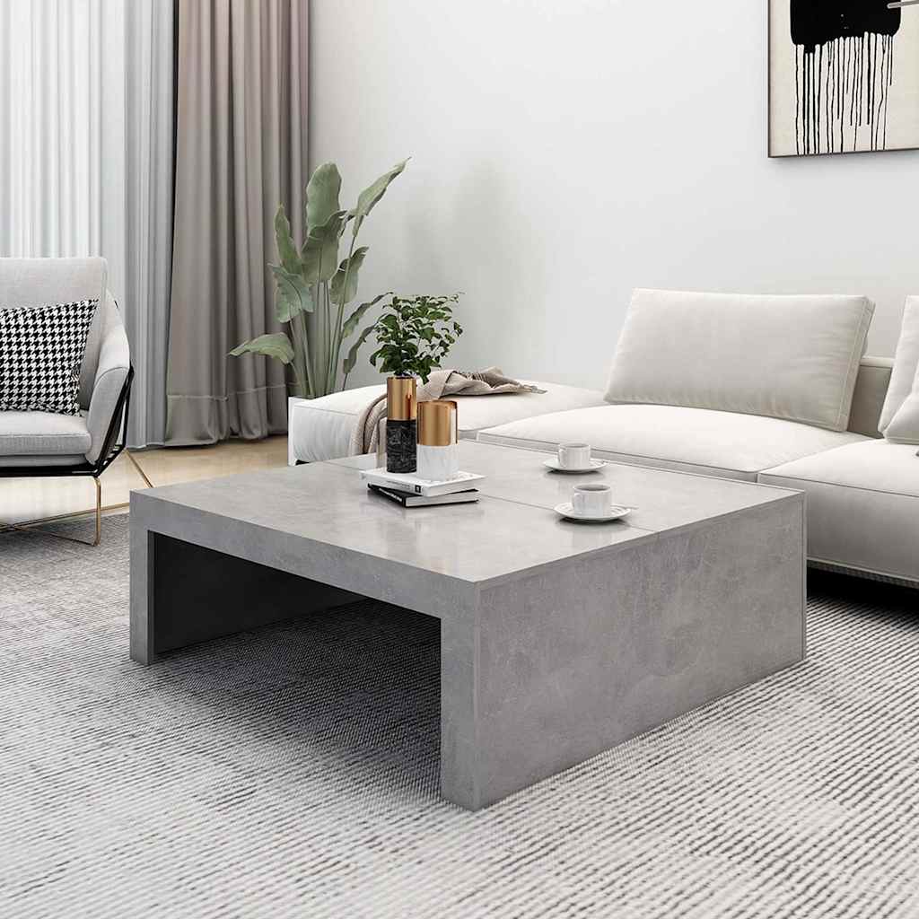 Tavolino da Salotto Grigio Cemento 100x100x35 cm Truciolato | homemem39
