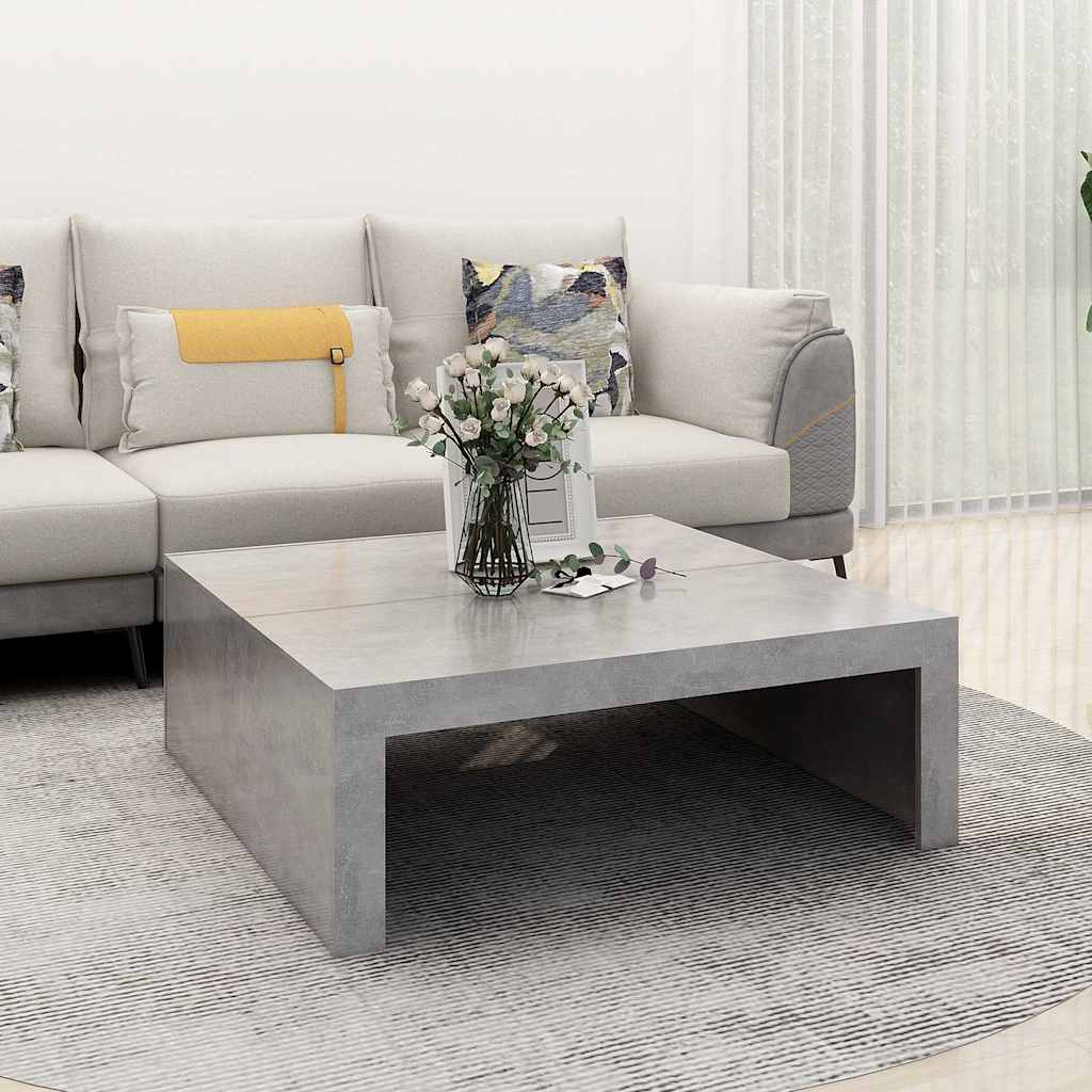 Tavolino Salotto Grigio Cemento 100x100x35 cm Legno Multistrato