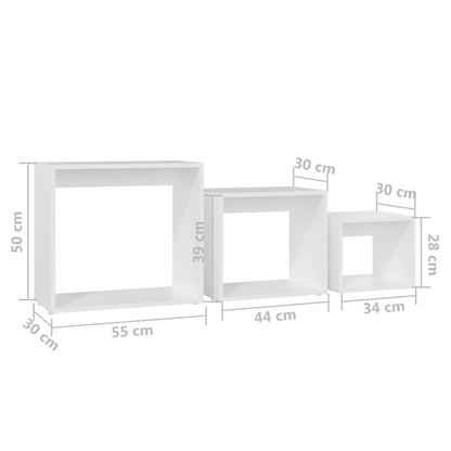 Tavolini Impilabili 3 pz Bianchi in Legno Multistrato - homemem39