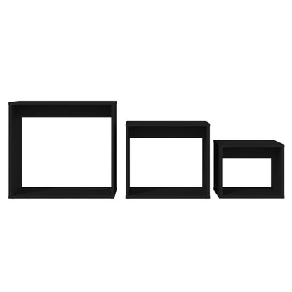 Tavolini Impilabili 3 pz Neri in Truciolato - homemem39