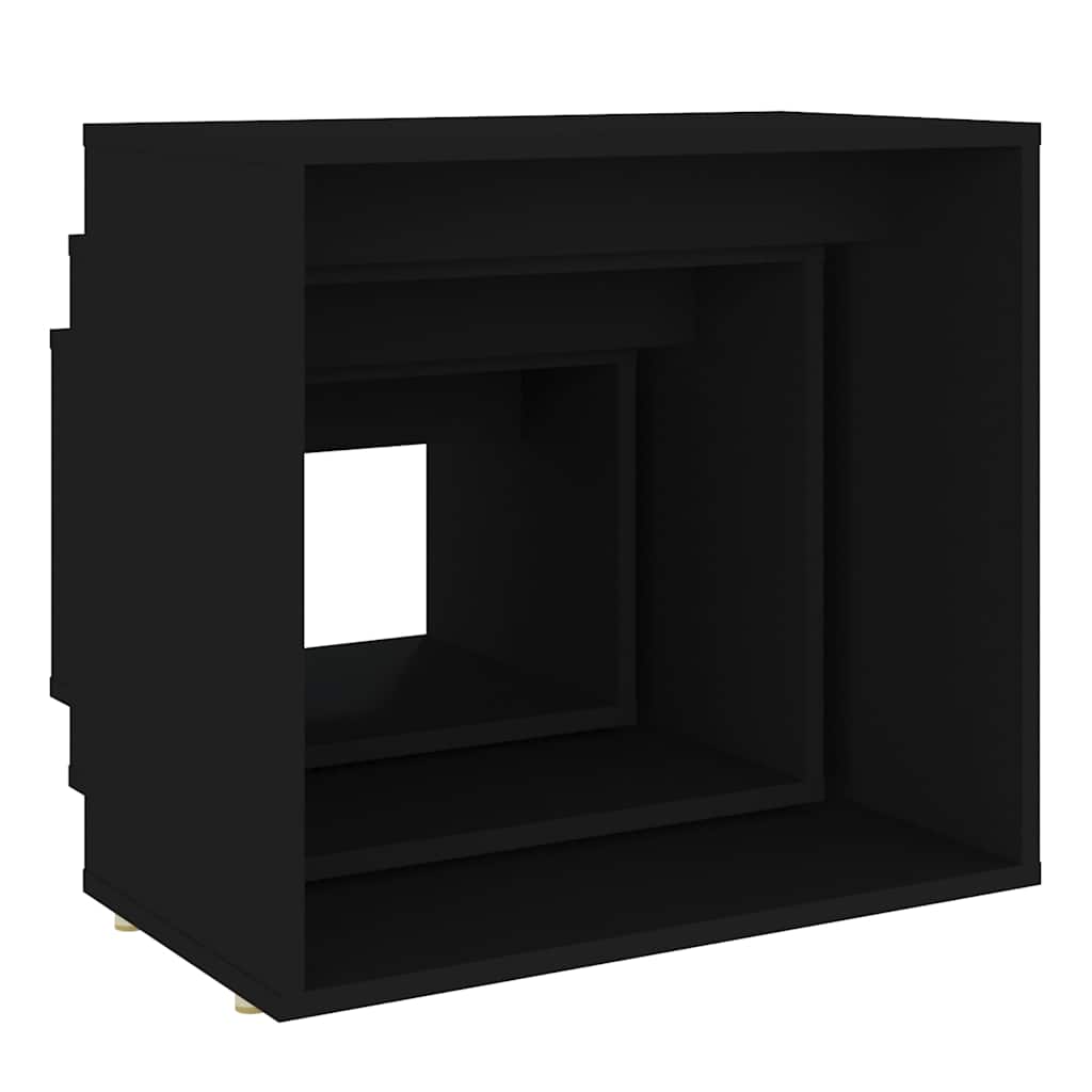 Tavolini Impilabili 3 pz Neri in Legno Multistrato