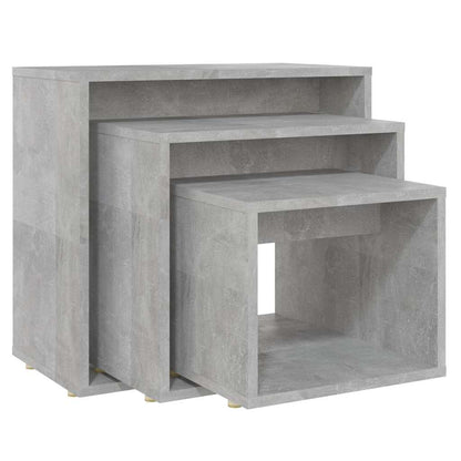 Tavolini Impilabili 3 pz Grigio Cemento in Legno Multistrato