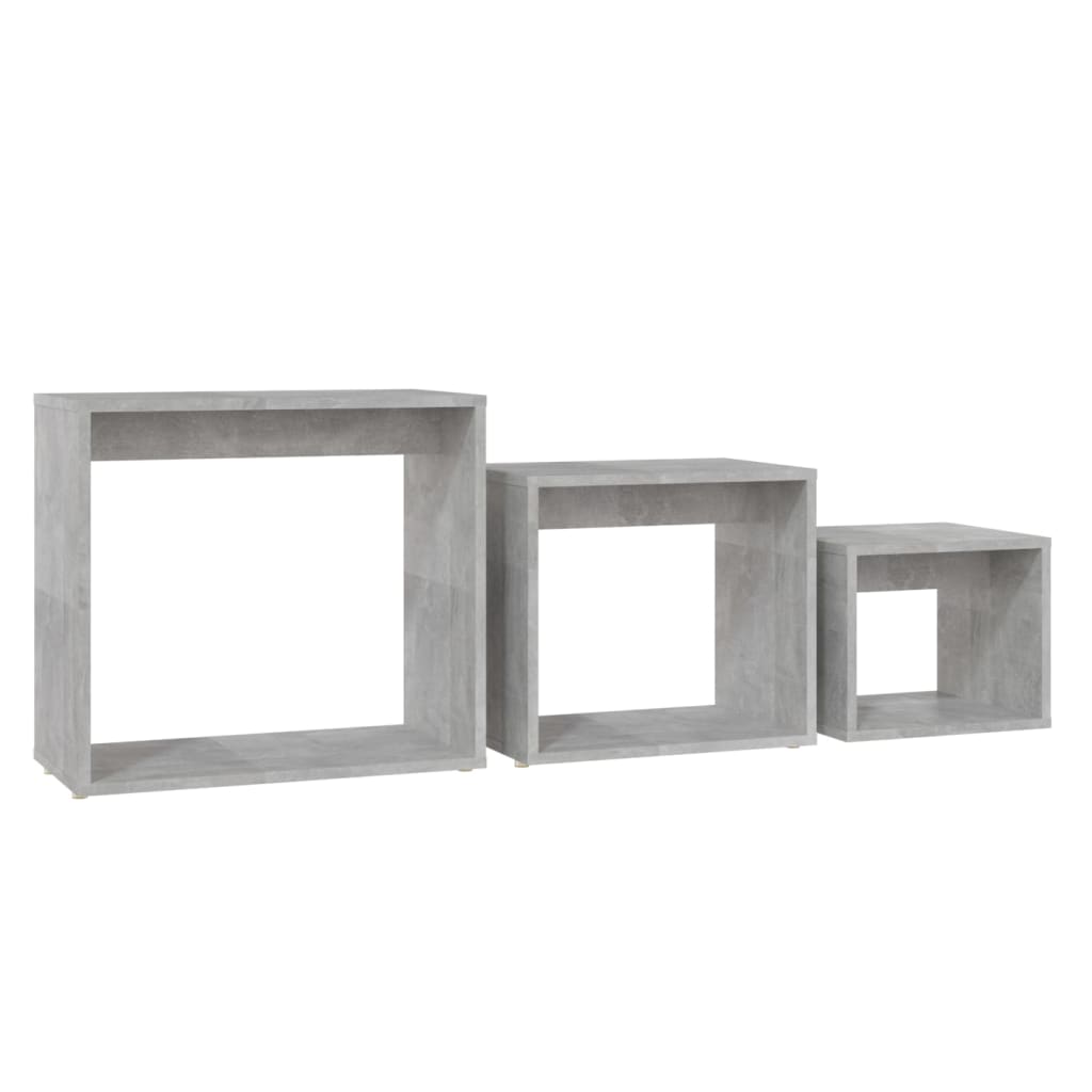 Tavolini Impilabili 3 pz Grigio Cemento in Truciolato | homemem39