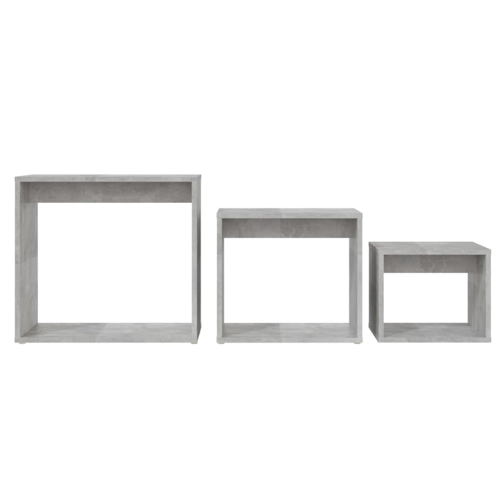Tavolini Impilabili 3 pz Grigio Cemento in Truciolato | homemem39