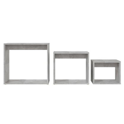 Tavolini Impilabili 3 pz Grigio Cemento in Truciolato | homemem39