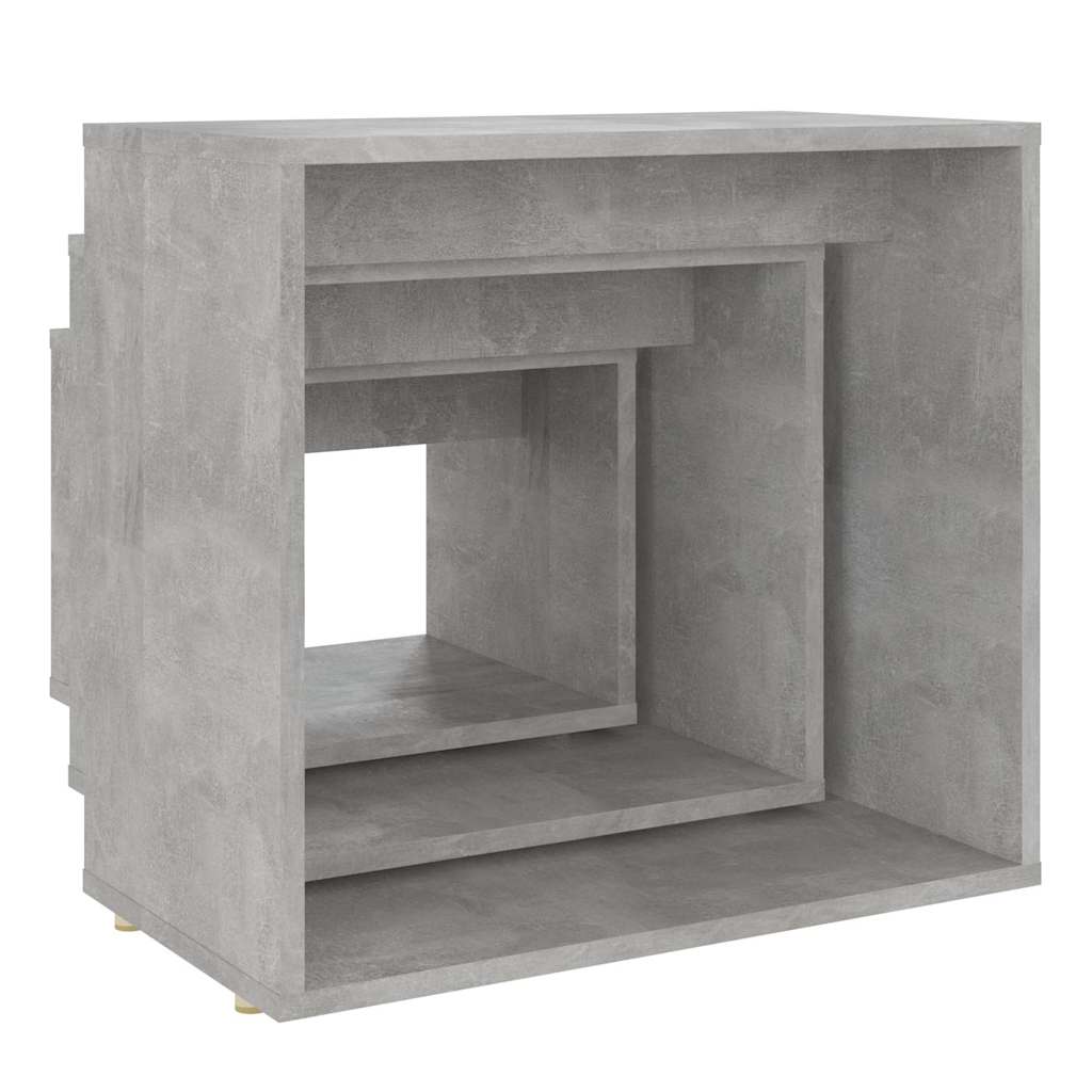 Tavolini Impilabili 3 pz Grigio Cemento in Legno Multistrato