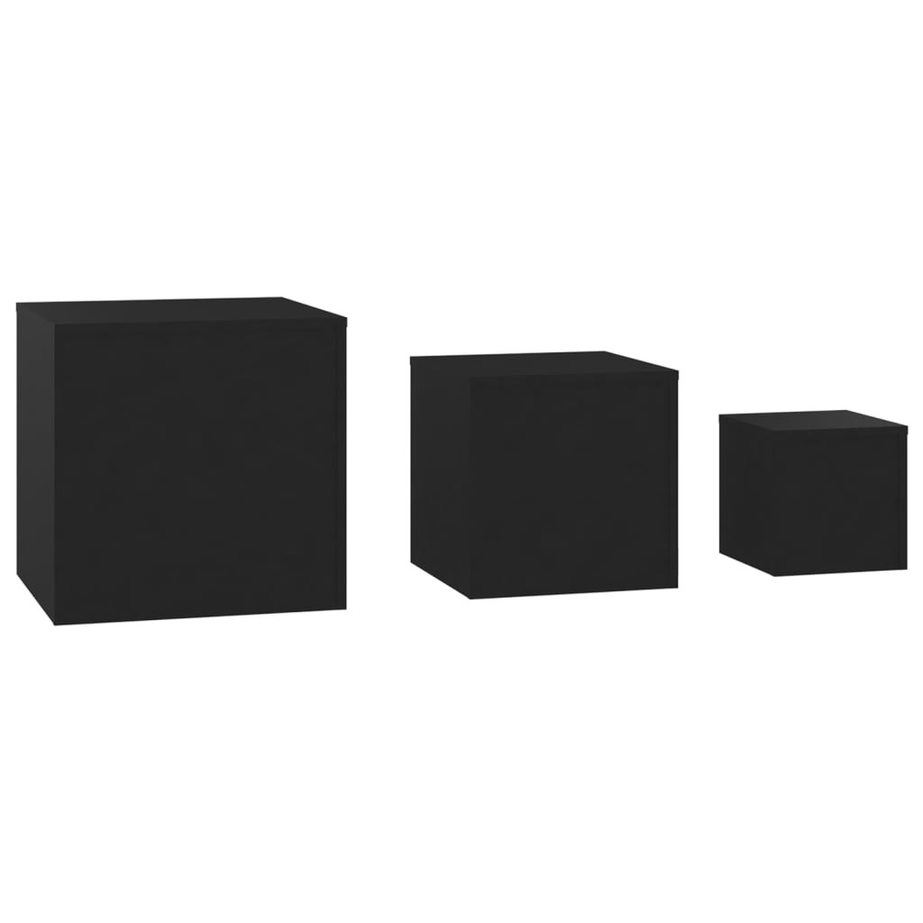 Tavolini di Servizio 3 pz Neri in Truciolato - homemem39