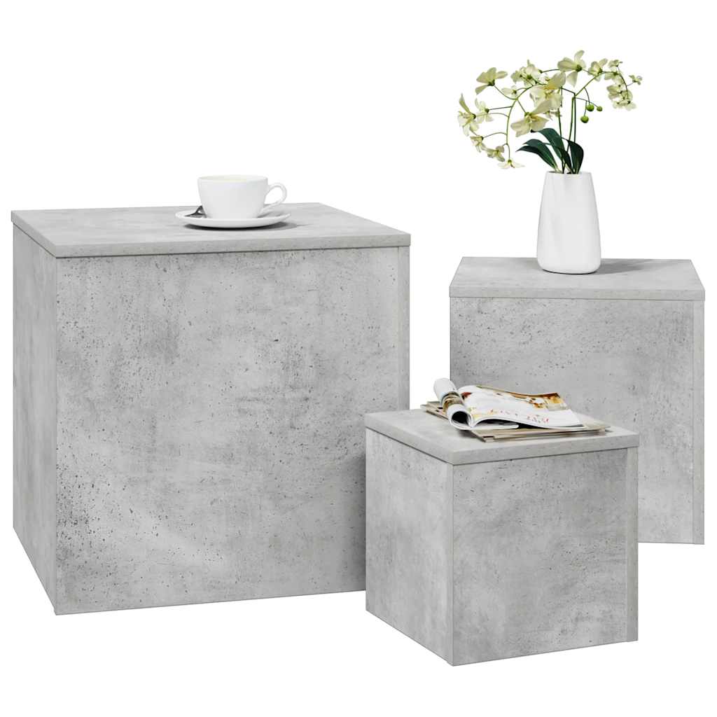 Tavolini 3 pz Grigio Cemento in Truciolato | homemem39
