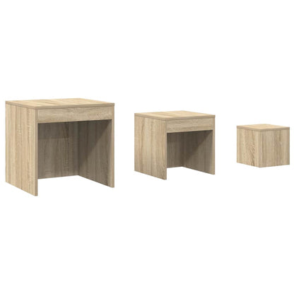 Tavolini Impilabili 3 pz Rovere Sonoma in Legno Multistrato