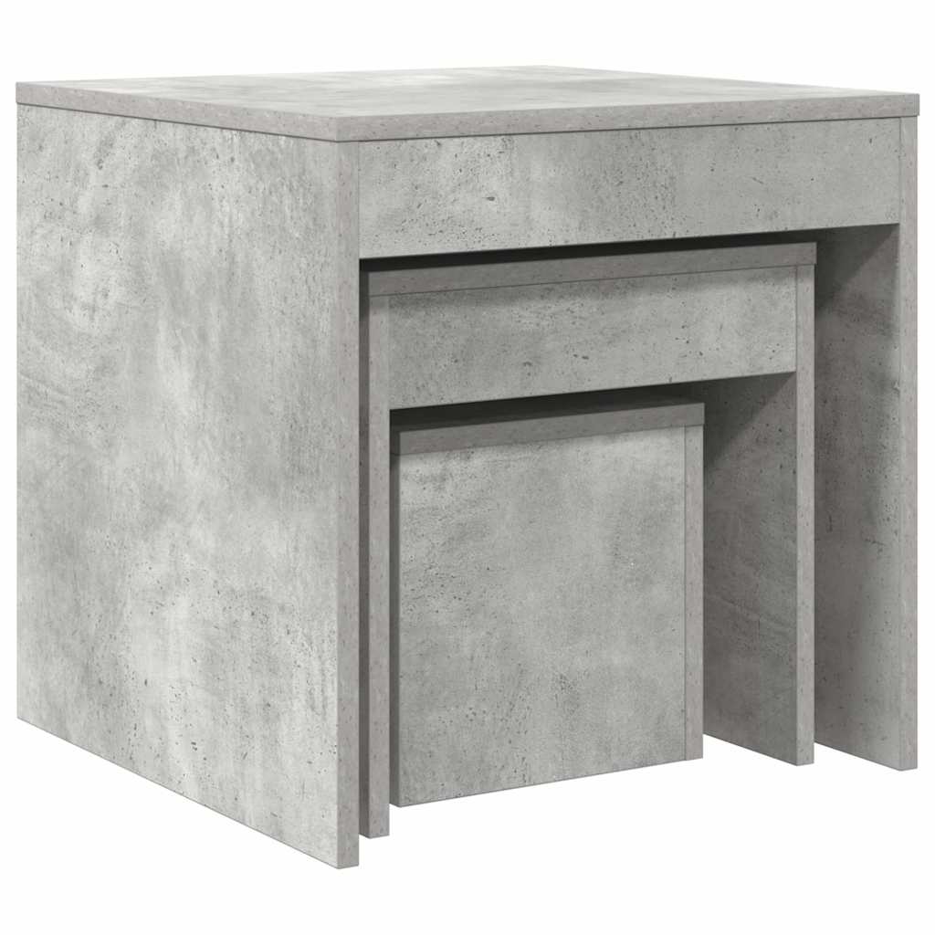 Tavolini Impilabili 3 pz Grigio Cemento in Legno Multistrato