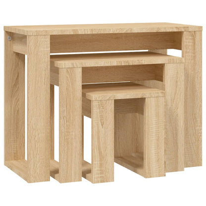 Tavolini Impilabili 3 pz Rovere Sonoma in Legno Multistrato | homemem39