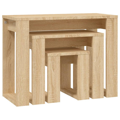 Tavolini Impilabili 3 pz Rovere Sonoma in Legno Multistrato | homemem39
