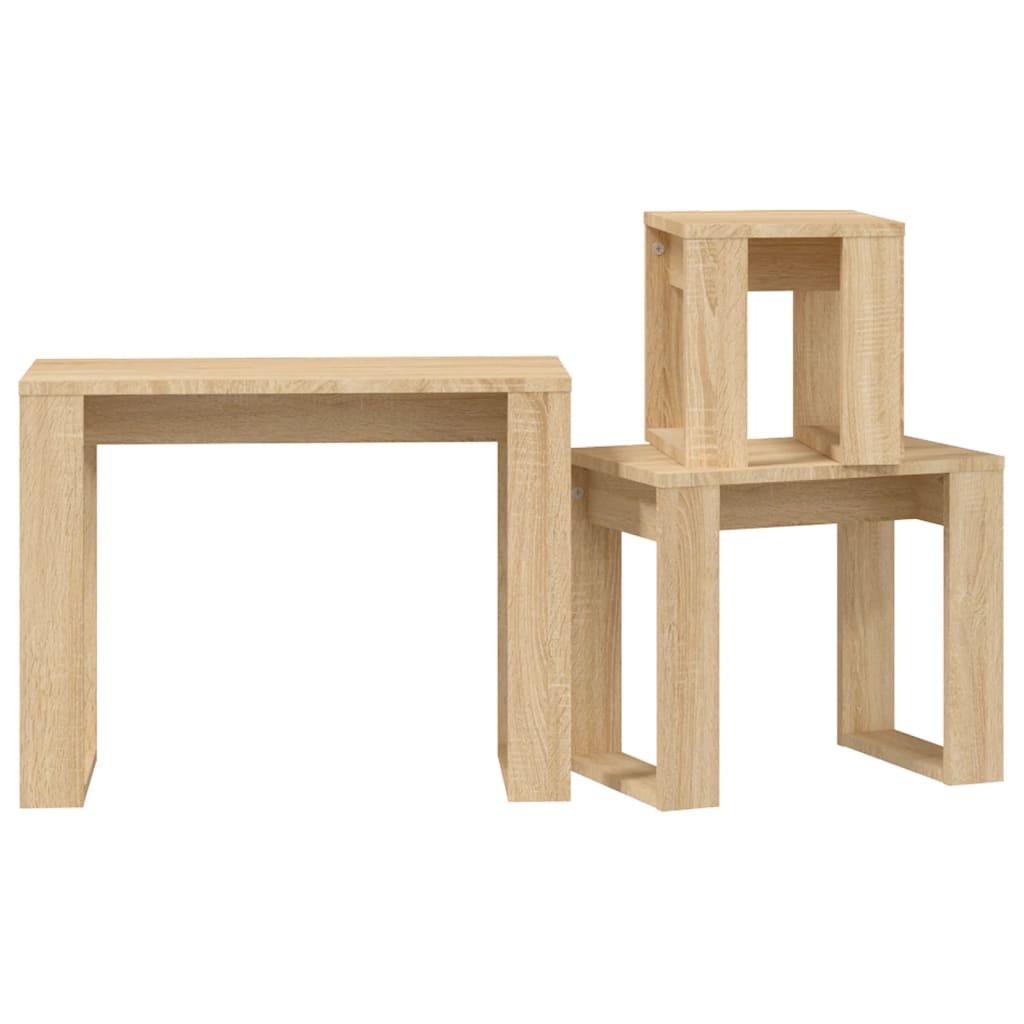 Tavolini Impilabili 3 pz Rovere Sonoma in Legno Multistrato | homemem39