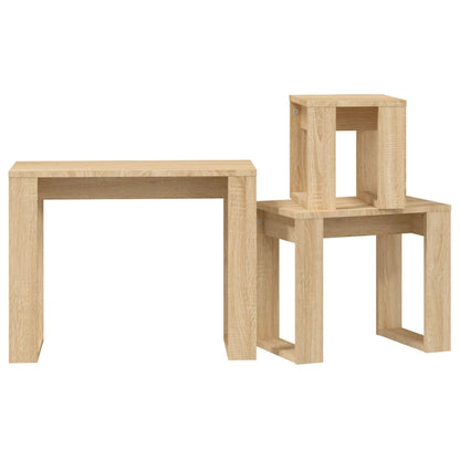 Tavolini Impilabili 3 pz Rovere Sonoma in Legno Multistrato | homemem39