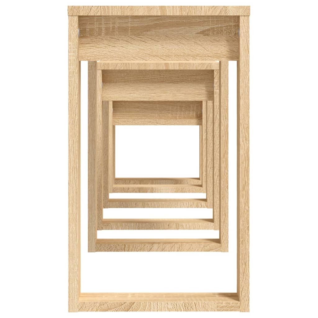 Tavolini Impilabili 3 pz Rovere Sonoma in Legno Multistrato - homemem39