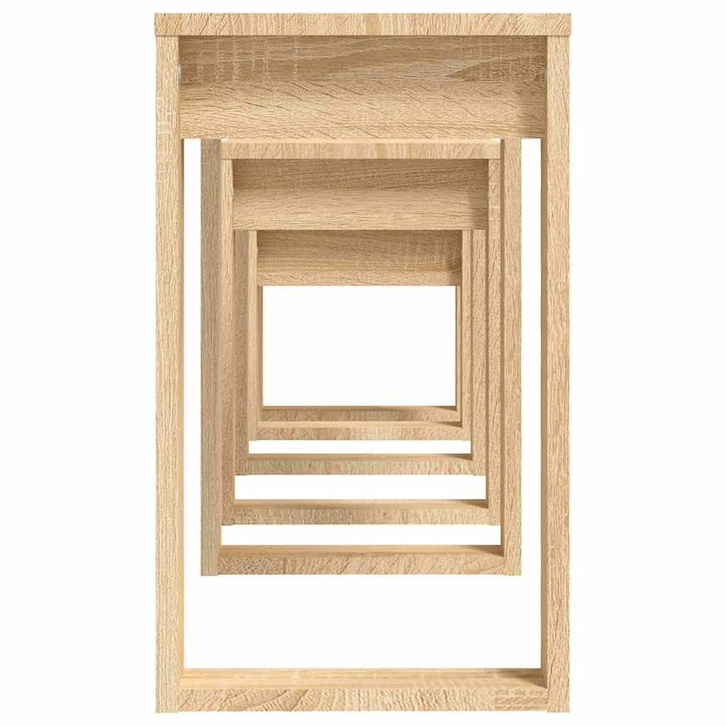 Tavolini Impilabili 3 pz Rovere Sonoma in Legno Multistrato