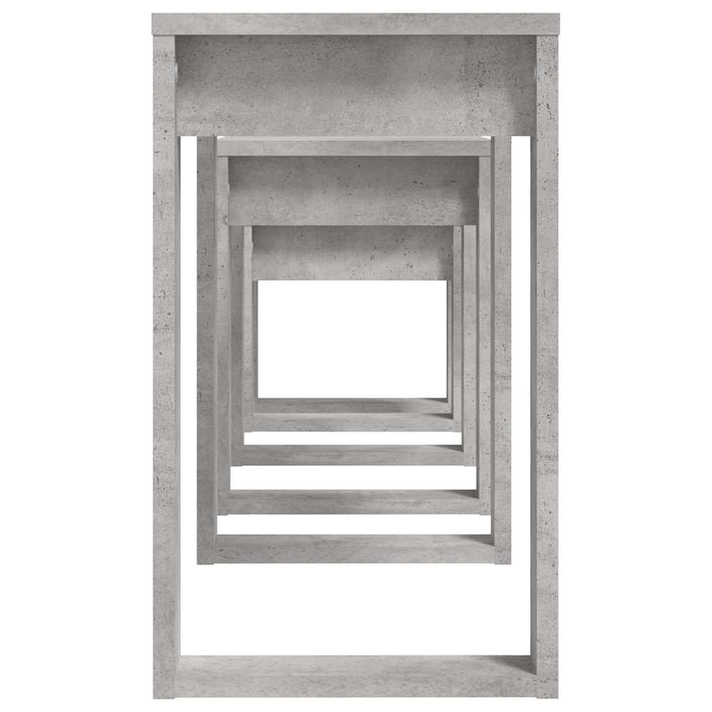 Tavolini Impilabili 3 pz Grigio Cemento in Legno Multistrato