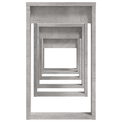 Tavolini Impilabili 3 pz Grigio Cemento in Legno Multistrato