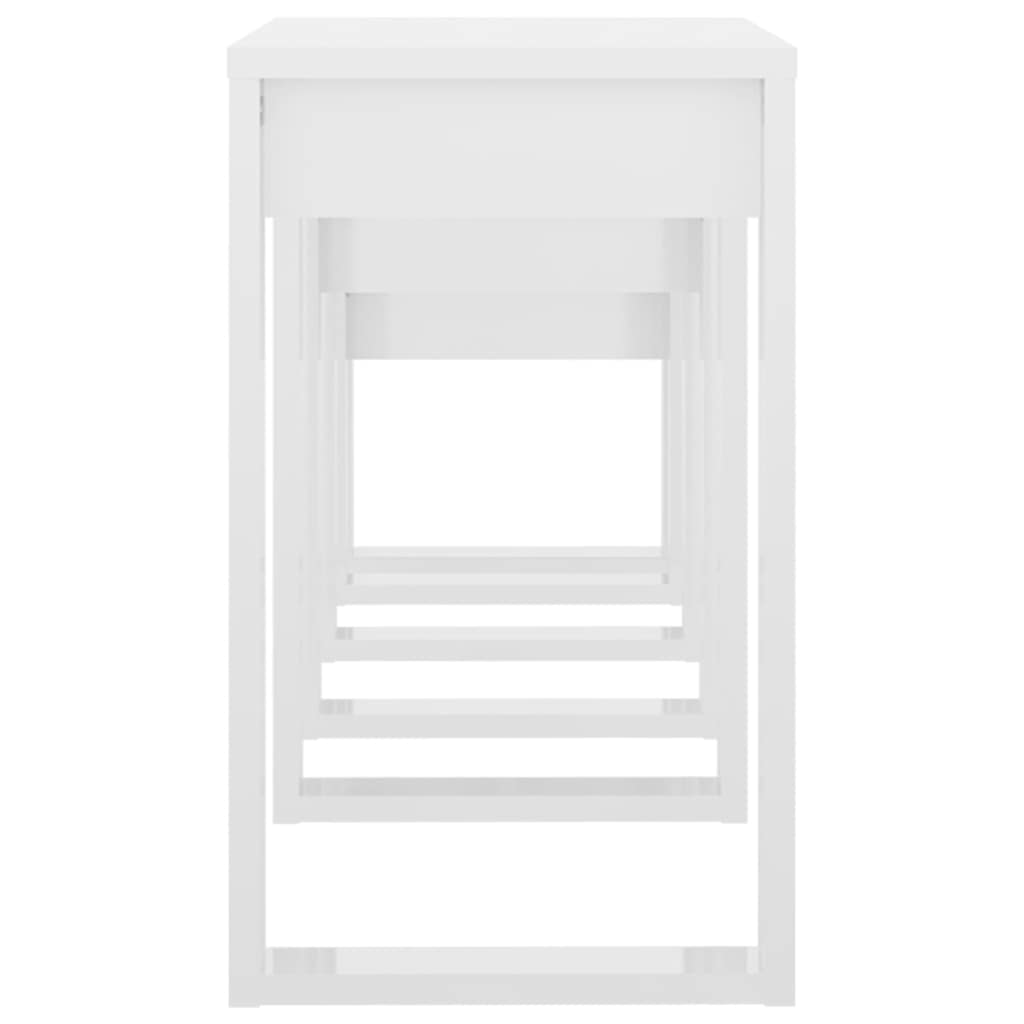 Tavolini Impilabili 3 pz Bianco Lucido in Legno Multistrato