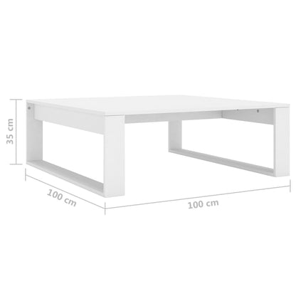 Tavolino da Salotto Bianco 100x100x35 cm in Legno Multistrato | homemem39