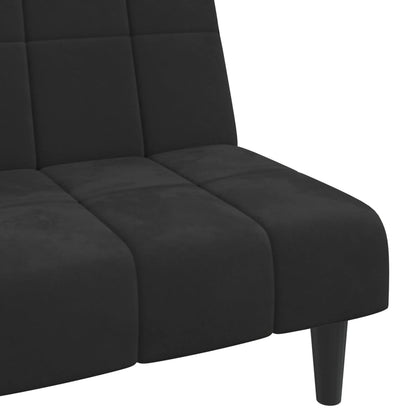 Divano Letto a 2 Posti Nero in Velluto