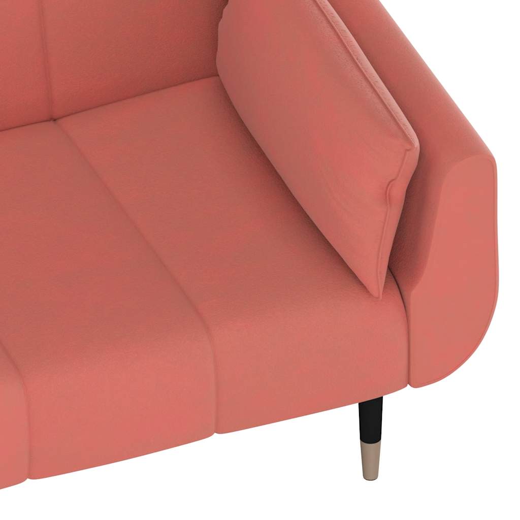 Divano Letto a 2 Posti con 2 Cuscini Rosa in Velluto | homemem39