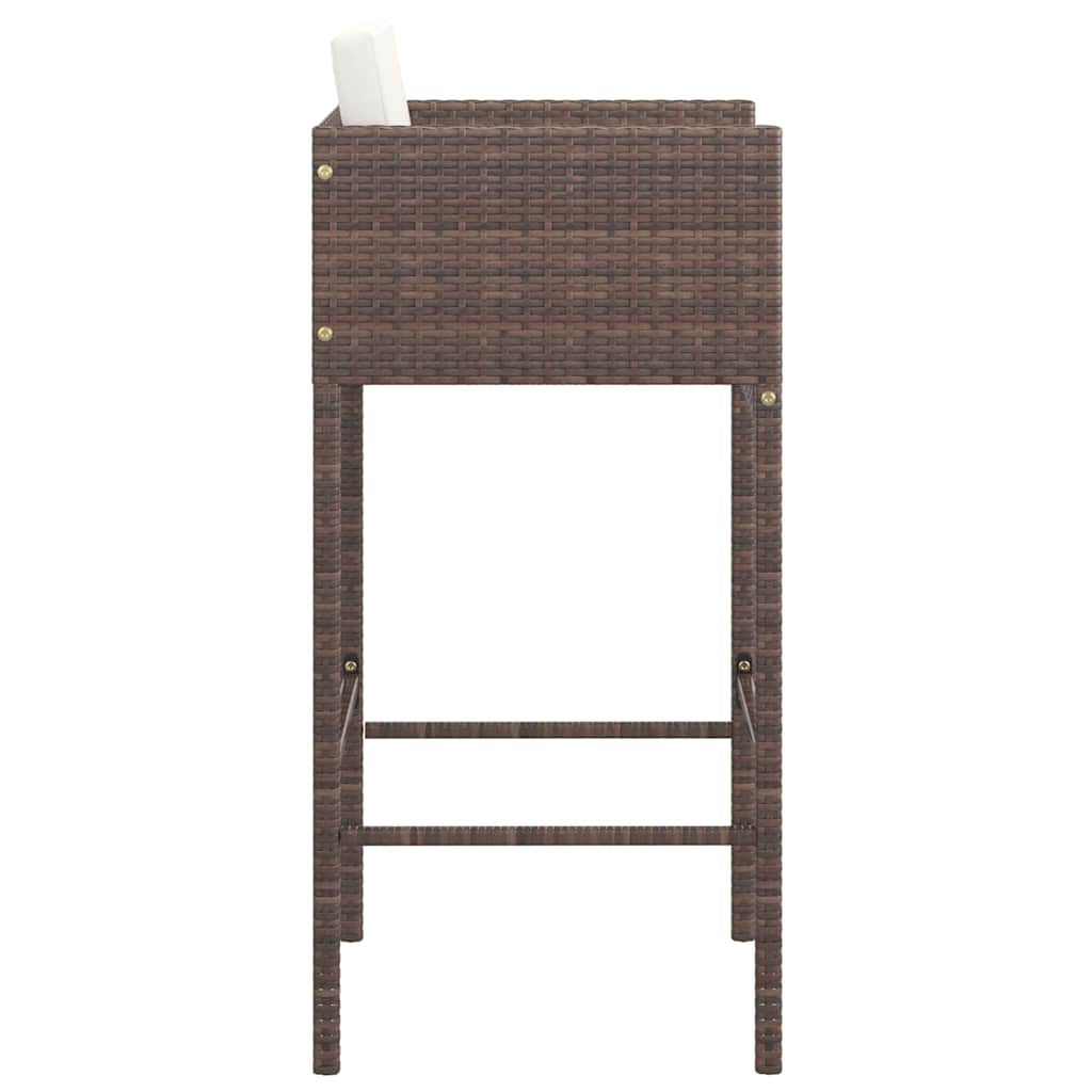 Sgabelli da Bar con Cuscini 2 pz Marroni in Polyrattan - homemem39