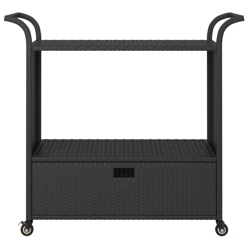 Carrello da Bar con Cassetto Nero 100x45x97 cm in Polyrattan - homemem39