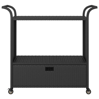 Carrello da Bar con Cassetto Nero 100x45x97 cm in Polyrattan - homemem39