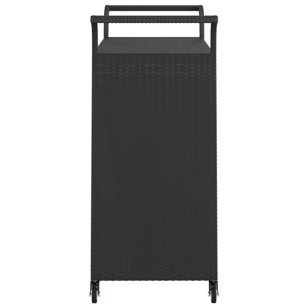 Carrello da Bar con Cassetto Nero 100x45x97 cm in Polyrattan - homemem39