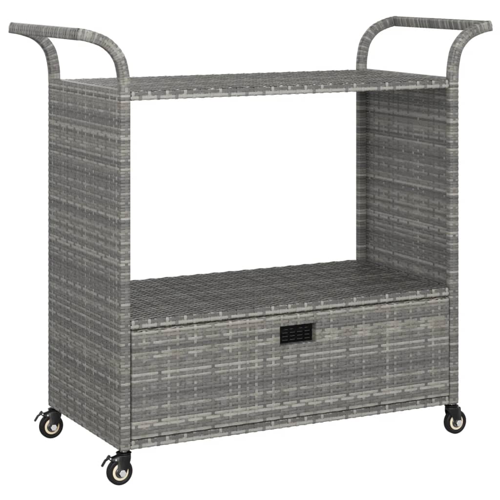 Carrello da Bar con Cassetto Grigio 100x45x97 cm in Polyrattan - homemem39