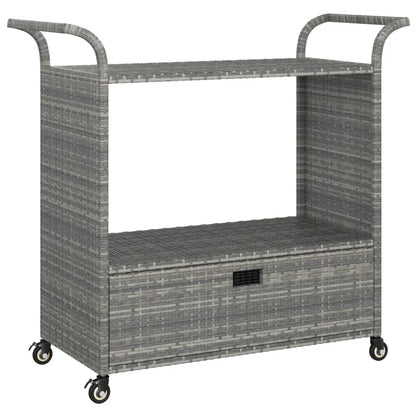 Carrello da Bar con Cassetto Grigio 100x45x97 cm in Polyrattan - homemem39