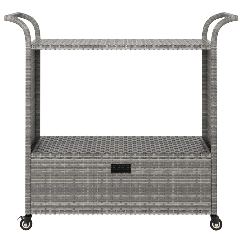 Carrello da Bar con Cassetto Grigio 100x45x97 cm in Polyrattan - homemem39