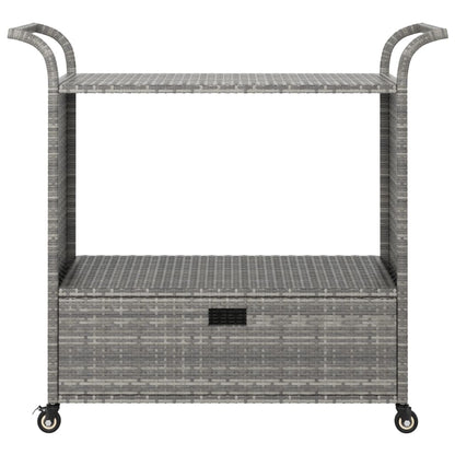 Carrello da Bar con Cassetto Grigio 100x45x97 cm in Polyrattan - homemem39