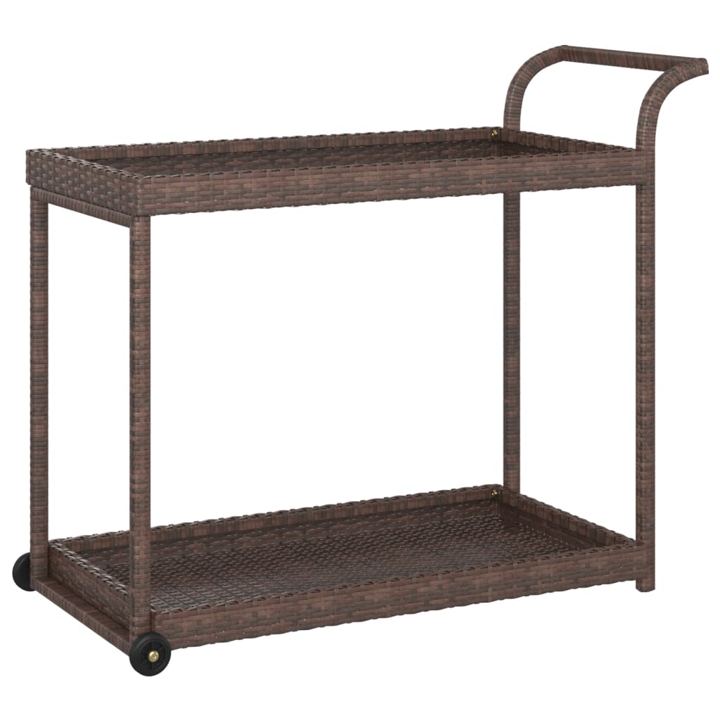 Carrello da Bar Marrone 100x45x83 cm in Polyrattan - homemem39
