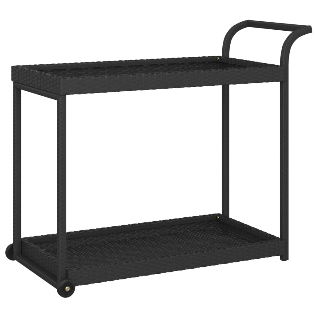 Carrello da Bar Nero 100x45x83 cm in Polyrattan - homemem39