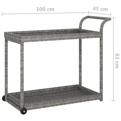 Carrello da Bar Grigio 100x45x83 cm in Polyrattan - homemem39