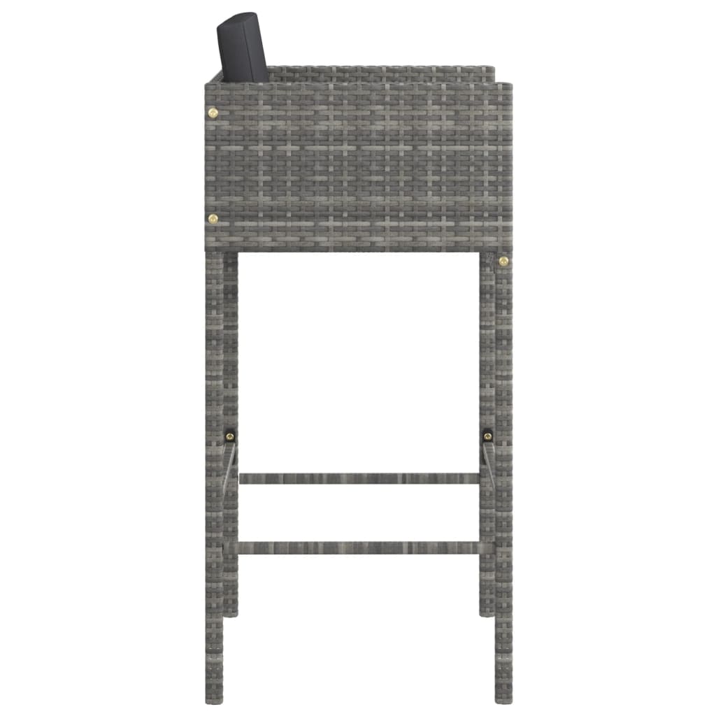 Sgabelli da Bar con Cuscini 4 pz in Polyrattan Grigio - homemem39