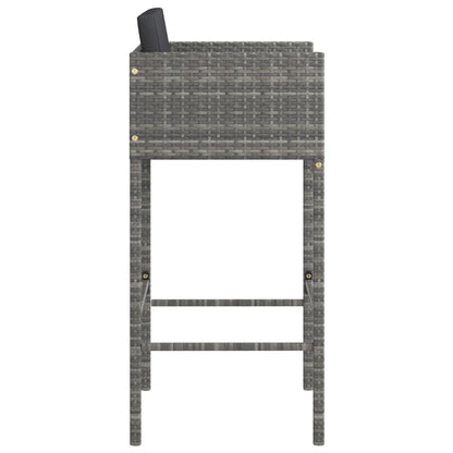 Sgabelli da Bar con Cuscini 4 pz in Polyrattan Grigio - homemem39