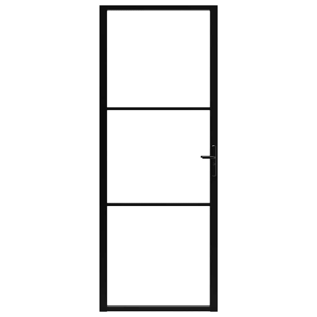 Porta da Interno ESG Vetro e Alluminio 76x201,5 cm Nera - homemem39