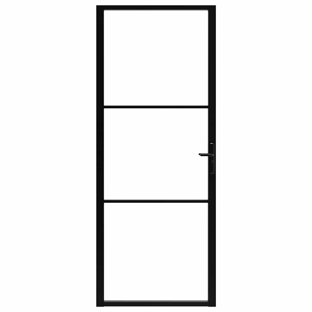 Porta da Interno ESG Vetro e Alluminio 83x201,5 cm Nera - homemem39