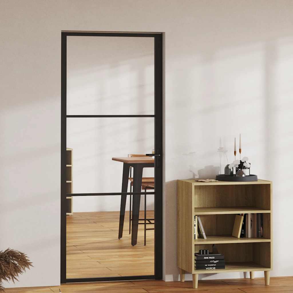 Porta da Interno ESG Vetro e Alluminio 83x201,5 cm Nera | homemem39