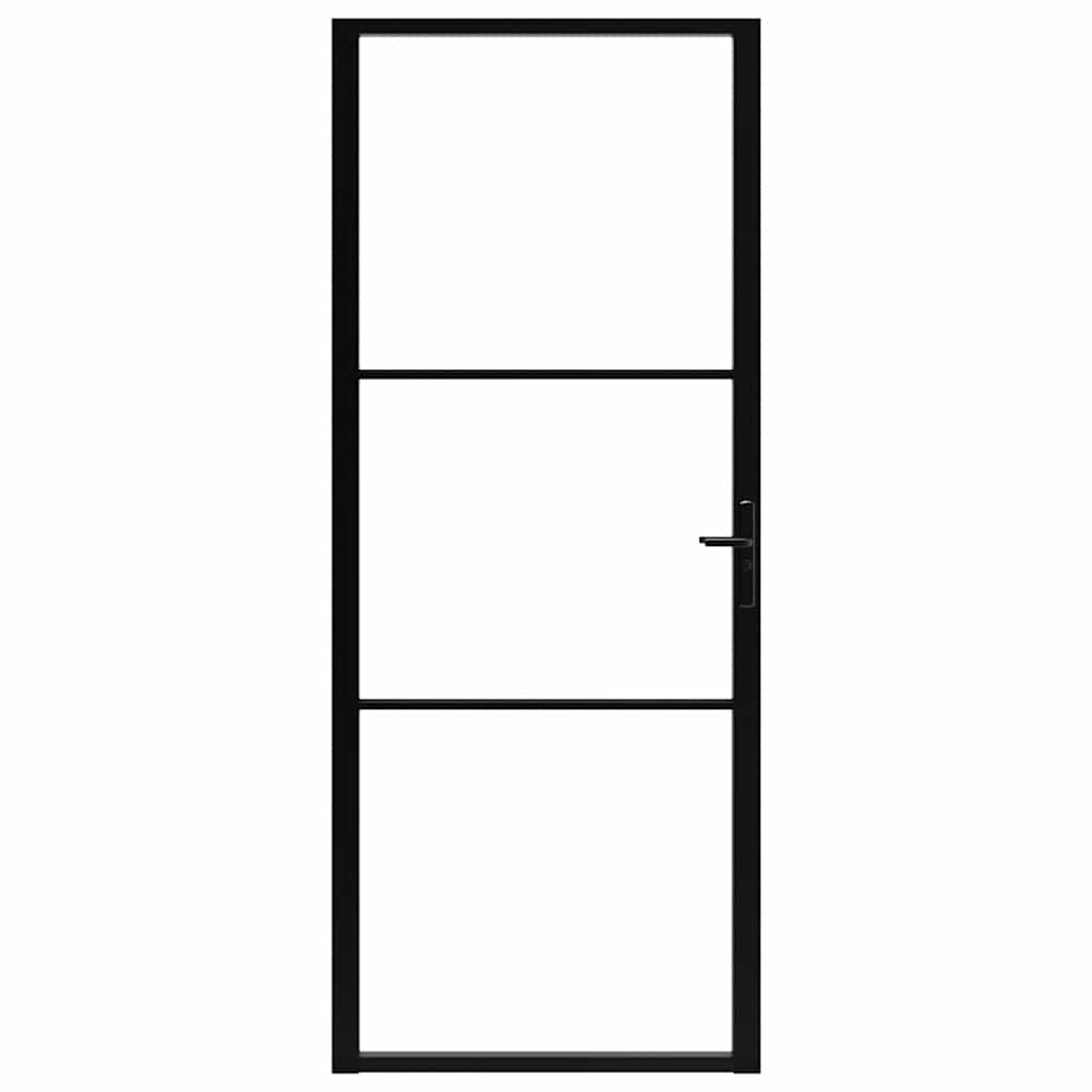 Porta da Interno ESG Vetro e Alluminio 93x201,5 cm Nera - homemem39