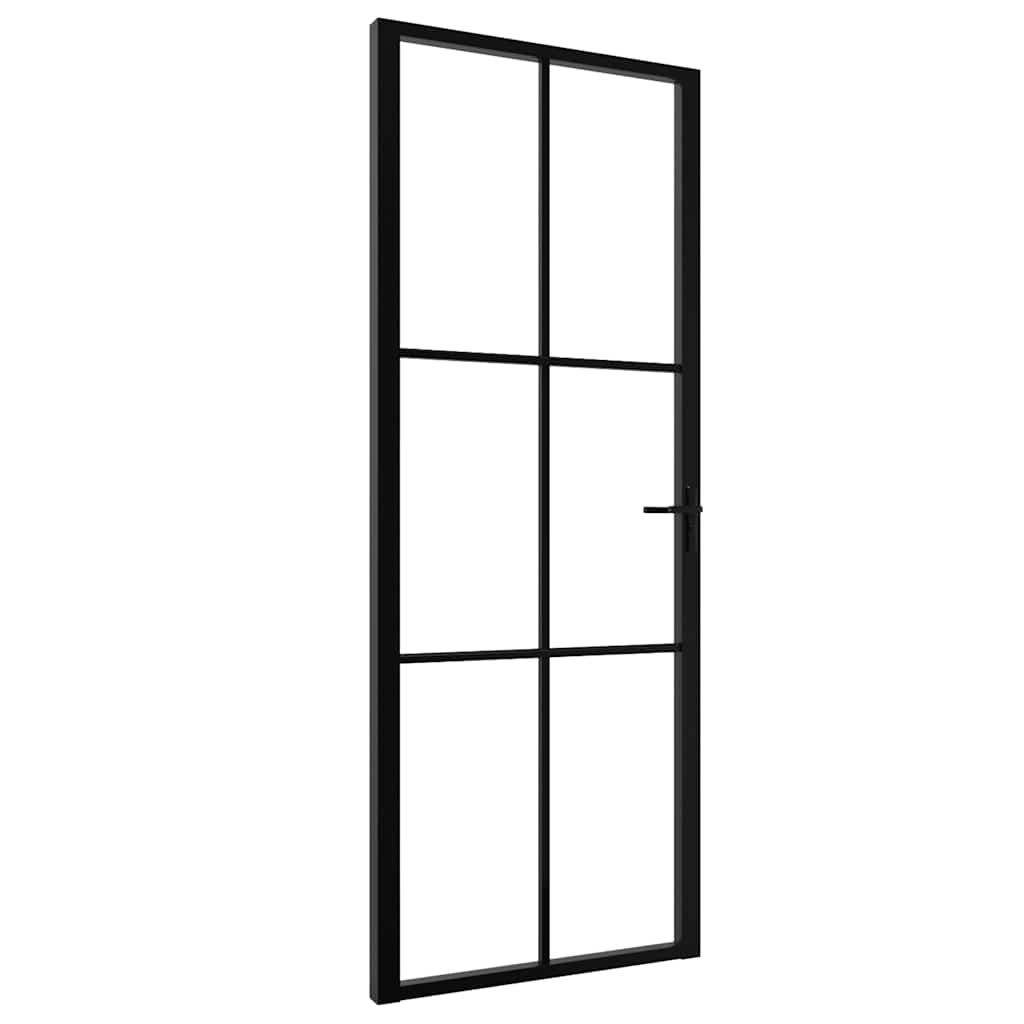 Porta da Interno ESG Vetro e Alluminio 76x201,5 cm Nera | homemem39