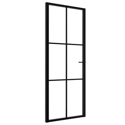 Porta da Interno ESG Vetro e Alluminio 76x201,5 cm Nera | homemem39