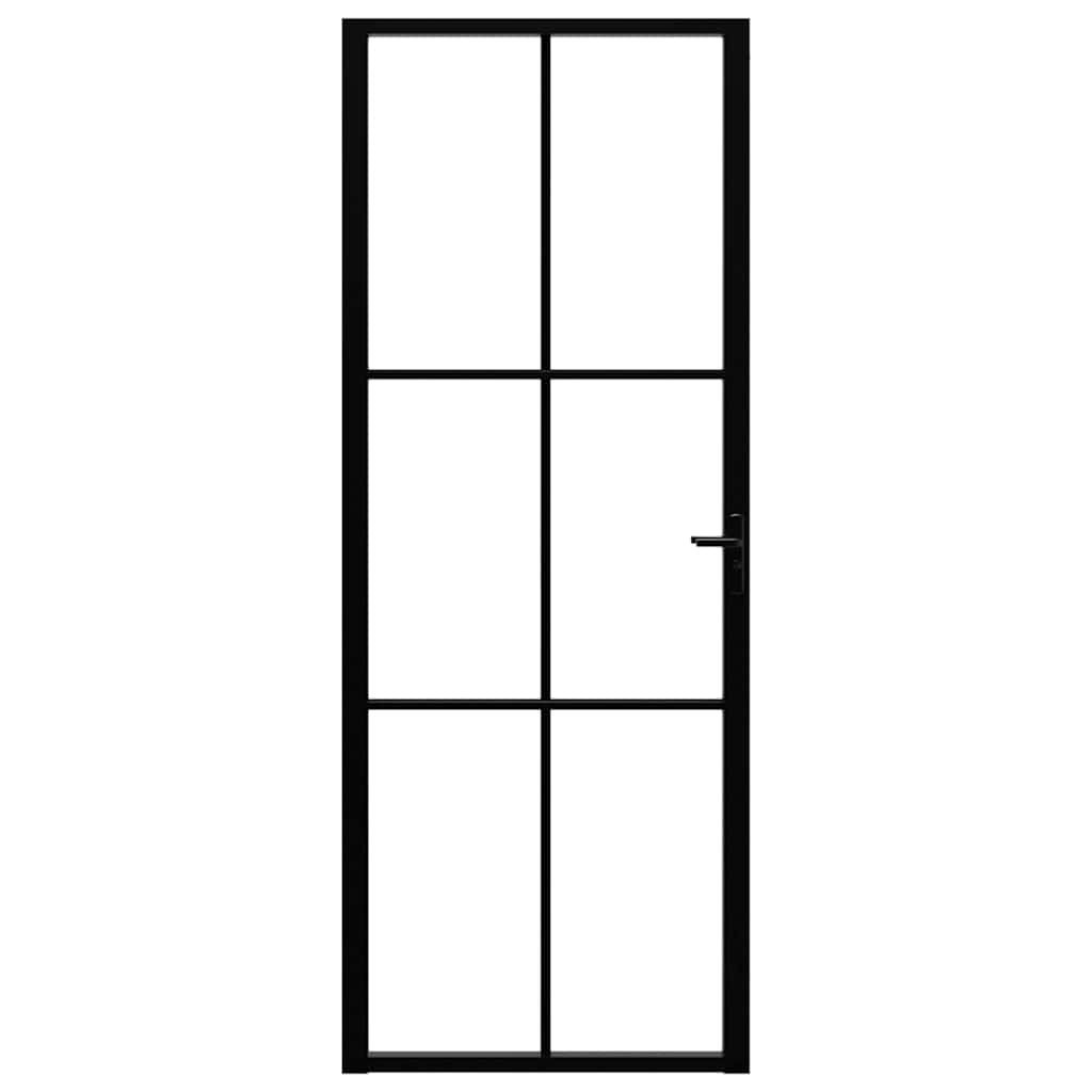 Porta da Interno ESG Vetro e Alluminio 76x201,5 cm Nera | homemem39